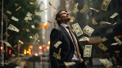 A rain of bills falls on a ...