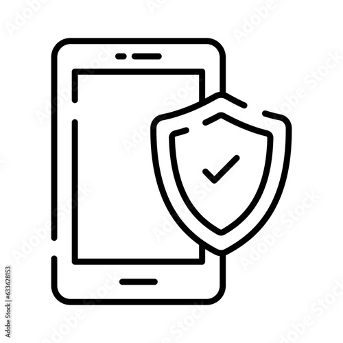 Security shield with mobile, trendy vector of mobile insurance, mobile security