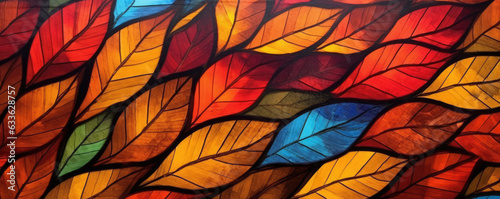 Autumn Colored Leaves Background extreme closeup. Generative AI