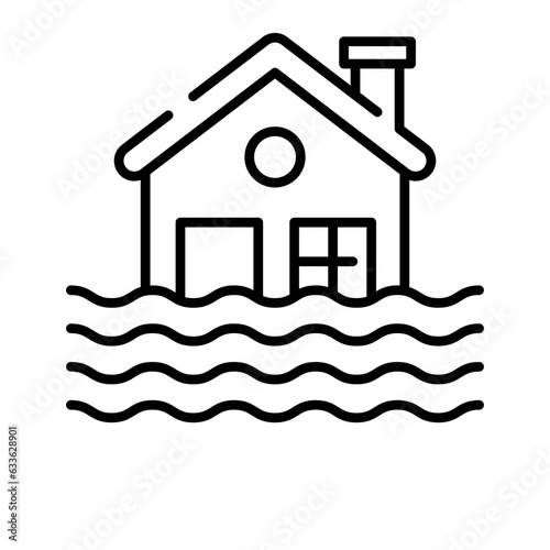 House building floating on water, denoting concept icon of natural disaster, vector of flood