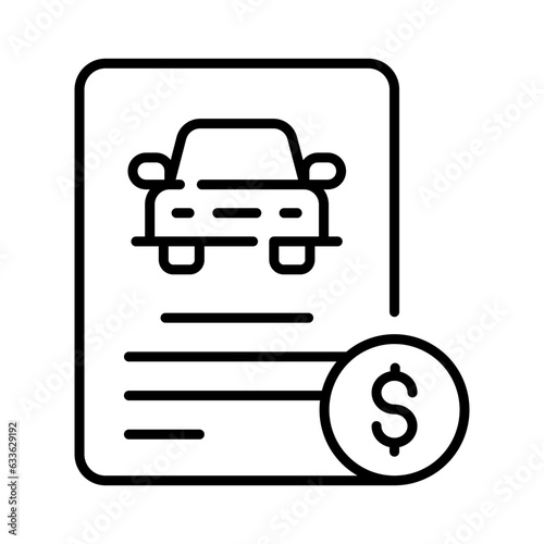 Car loan or vehicle rental concept, Banking statement with lending amount for purchasing automobile