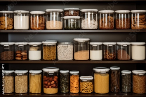 organized pantry with labeled containers