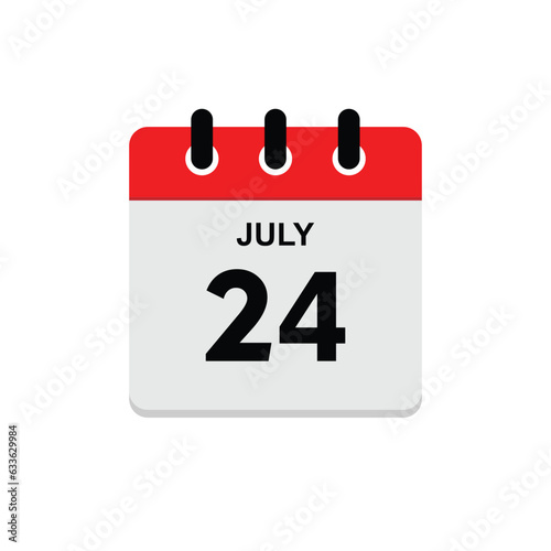 calender icon, 24 july icon with white background