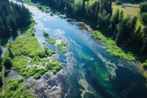 aerial view of pristine river after cleanup