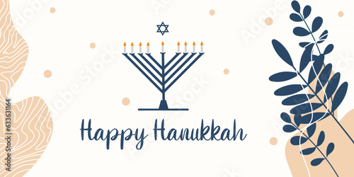Happy Hanukkah, Chag Hanukkah Sameah, greeting card with menorah. Colorful candles. Vector illustration. Let the light shine every day of your life.