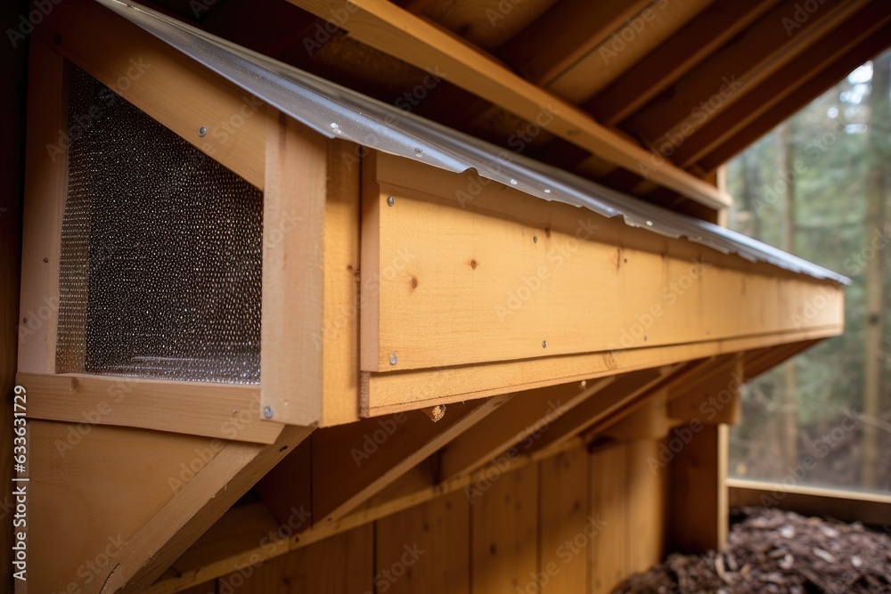 Fototapeta premium close-up of coop ventilation and insulation