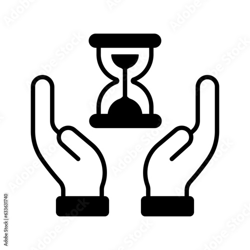 Hourglass in hands showing concept icon of time management vector design