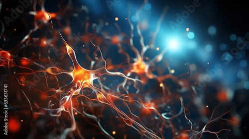 The Brain Neurons Under a Microscope. Science Neurology Theme. Brain function © Natalia S.