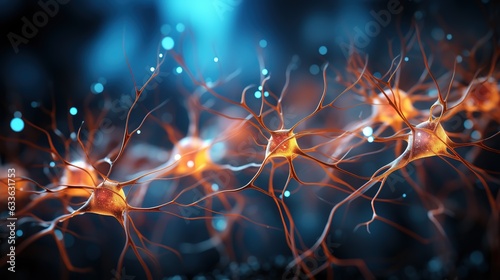 The Brain Neurons Under a Mdical Microscope. Science Neurology Theme. Brain function