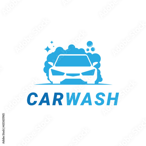 Car wash logo design idea with bubble soap