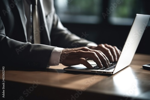 shot of an unrecognizable man using a laptop in his office