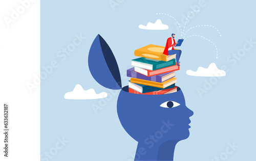 lifelong learning  and literature reading for education knowledge development concept  Read books to expand your mind  learning mindset vector illustration