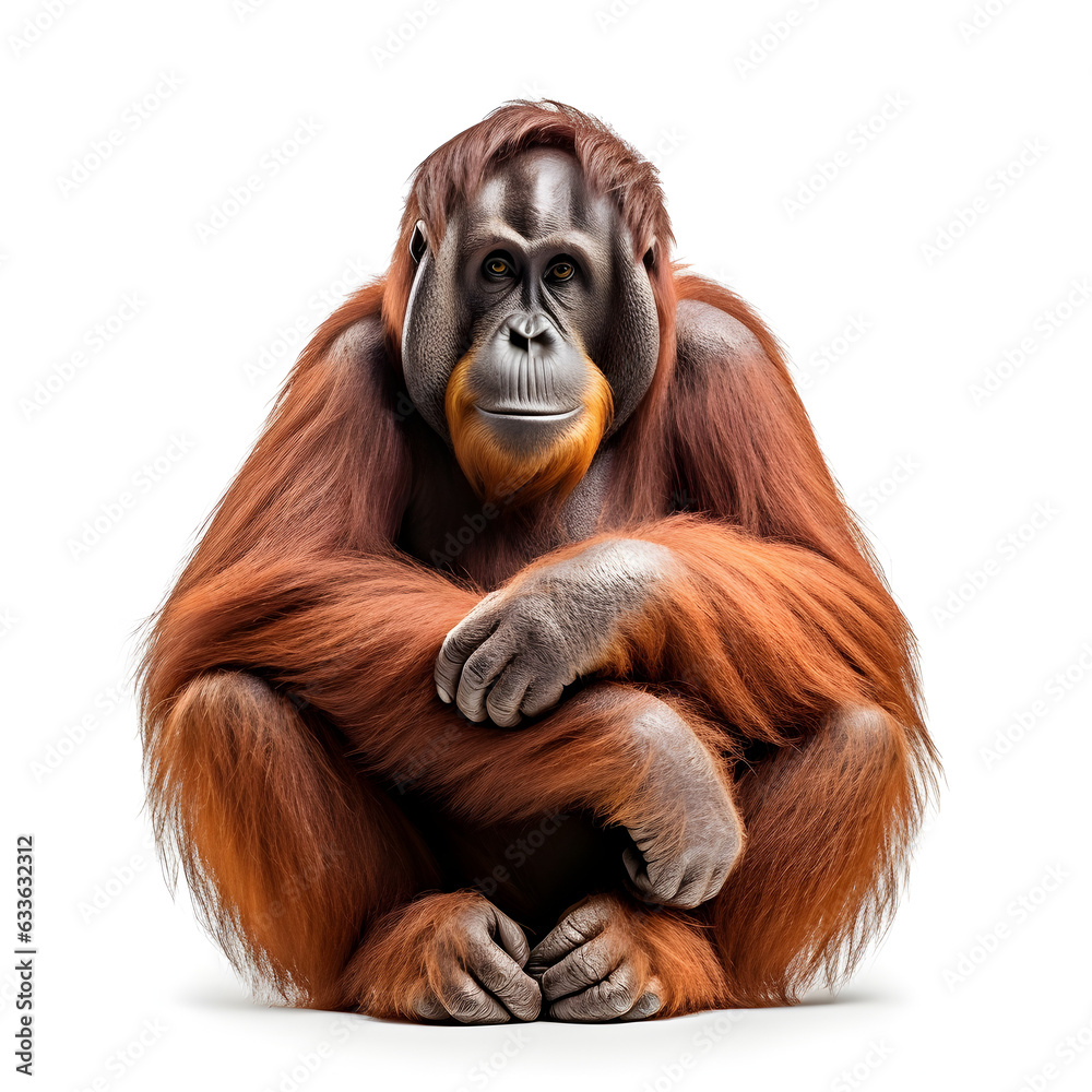 Fototapeta premium Orang utan sitting isolated on white 