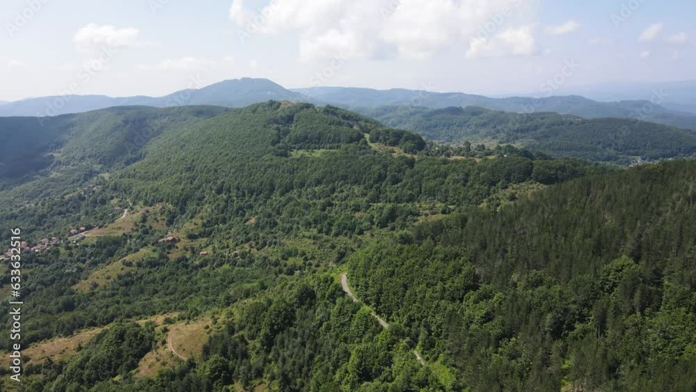 Aerial Summer Landscape of Erul mountain near Kamenititsa peak, Pernik Region, Bulgaria Aerial Summer Landscape of Erul mountain near Kamenititsa peak, Pernik Region, Bulgaria
