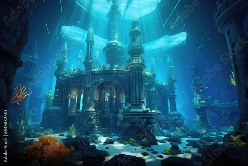 underwater city blueprint with advanced technology
