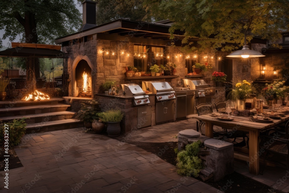 outdoor bbq pit with a smoky, inviting ambiance
