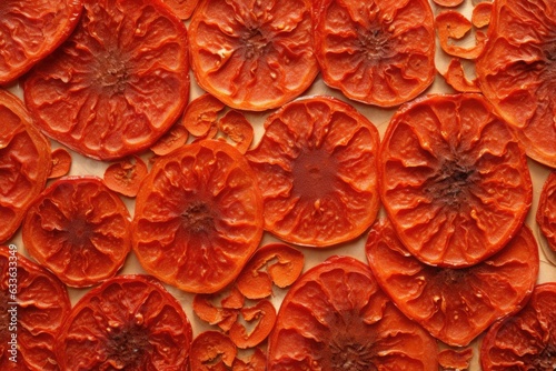 dehydrated tomato slices arranged in a pattern © altitudevisual