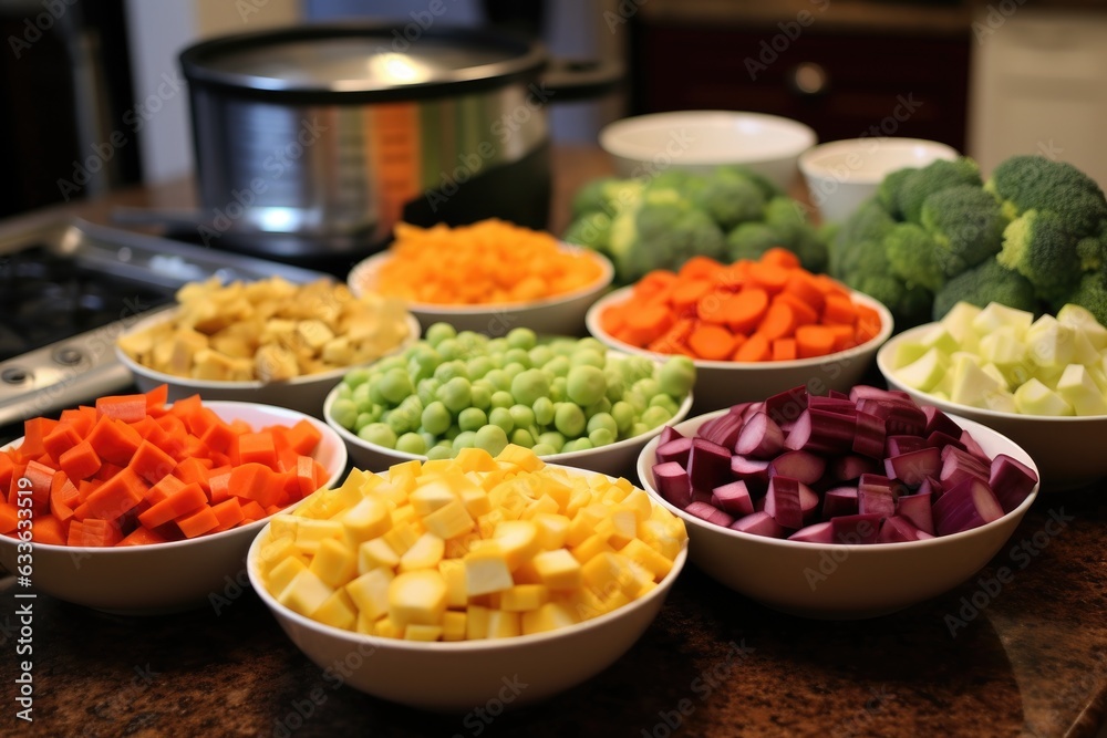 cut vegetables ready for pressure cooker