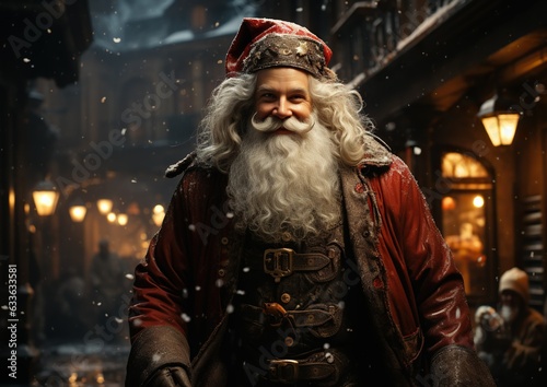 Santa Claus Spreading Christmas Joy. Generative Ai. No real person.