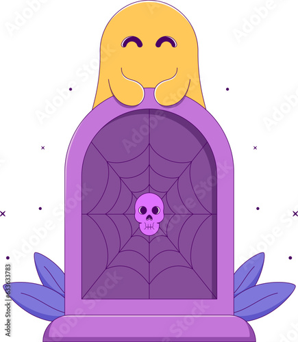 Lined Gravestone with Ghost
