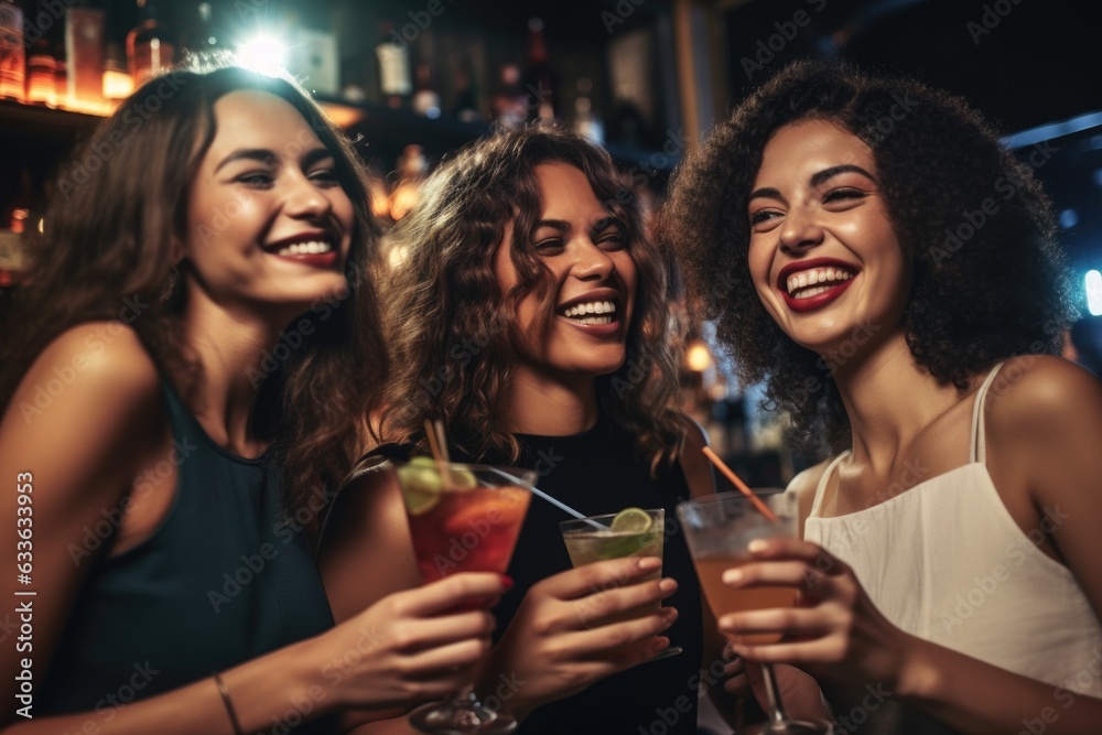cropped shot of a group of friends having cocktails while out at a nightclub