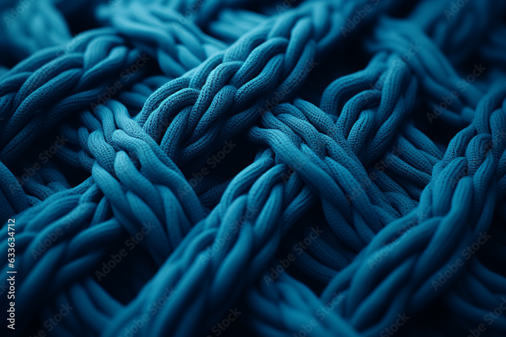 Blue color knitted background, overhead view Blue color knitted background, overhead view