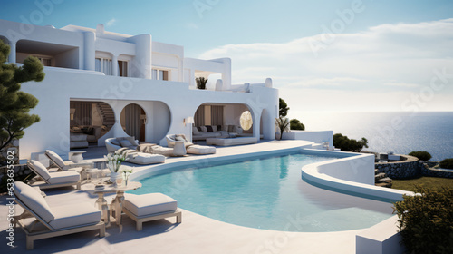 Traditional mediterranean white house with pool © Little