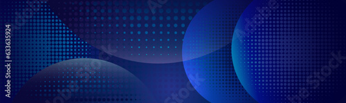 Abstract pattern blue background with circles and halftone dots.