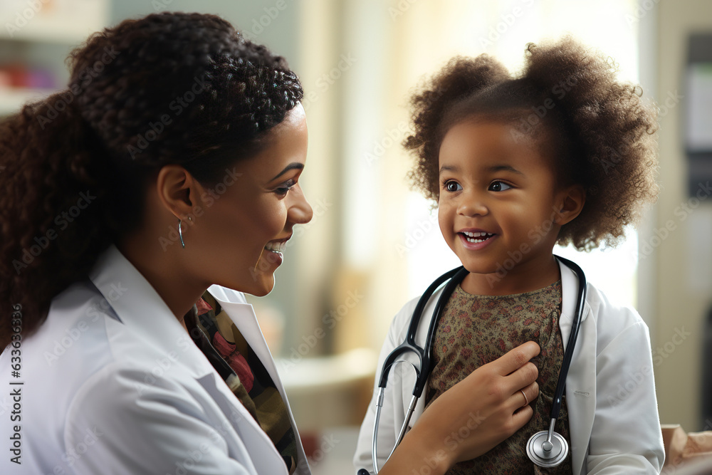 Φωτογραφία Medicine, healthcare and pediatry concept - doctor with stethoscope listening to