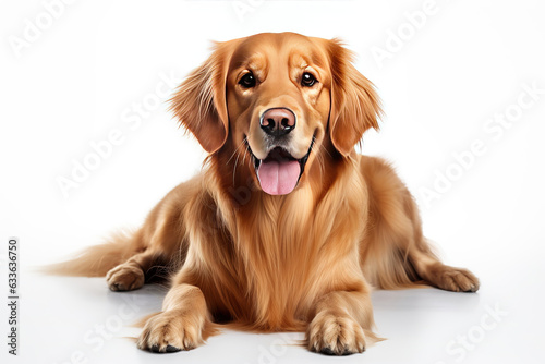 Golden retriever dog isolated on white background