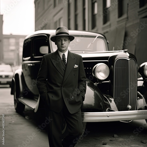 1920's Gangster with car on the street © RDO