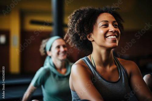 Cheerful women relaxing during a workout session