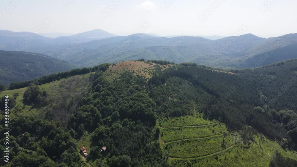 Aerial Summer Landscape of Erul mountain near Kamenititsa peak, Pernik Region, Bulgaria Aerial Summer Landscape of Erul mountain near Kamenititsa peak, Pernik Region, Bulgaria