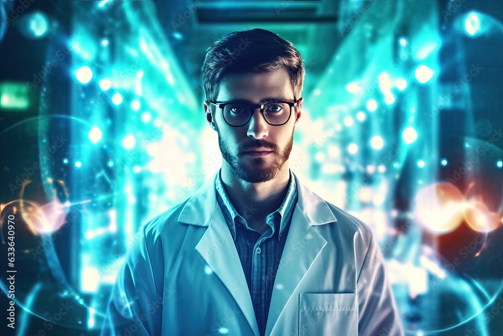 Portrait pretty young woman doctor or scientist wearing white coat and standing in laboratory or hospital looking at camera, copy space. Medicine and pharmaceuticals theme Portrait pretty young woman doctor or scientist wearing white coat and standing in laboratory or hospital looking at camera, copy space. Medicine and pharmaceuticals theme