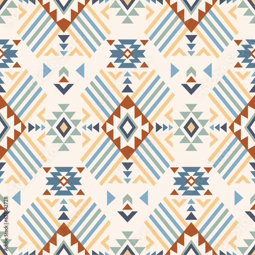 Ethnic seamless pattern. Aztec geometric background. Hand drawn navajo fabric. Modern abstract wallpaper. Vector illustration.