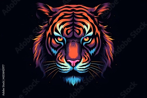Portrait of an colorful tiger illustration design made with generative ai technology © smoke
