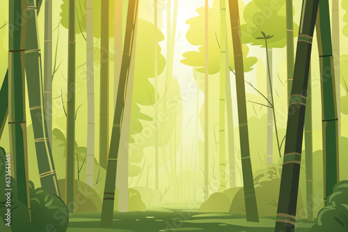 Background bamboo forest. An enchanting green illustration showcasing the serene beauty of a bamboo forest. Vector illustration.