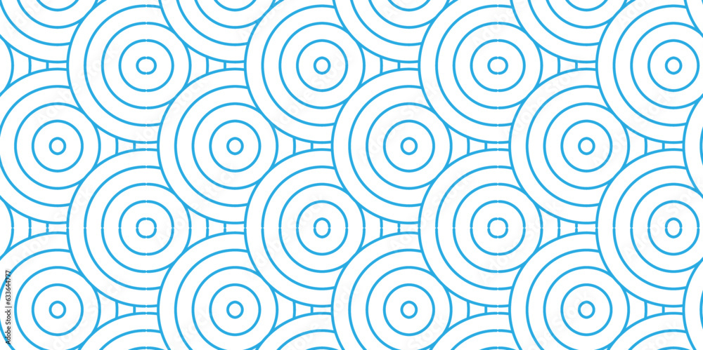 Abstract blue pattern with circles with Seamless overloping clothinge and fabric pattern with waves. abstract pattern with waves and blue geomatices retro background.	
