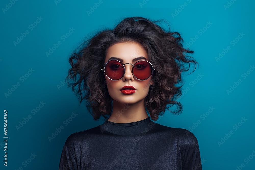 Young Woman's Stylish Portrait. Trendy Sunglasses on Isolated Background. Fashionable Confidence and Chic Vibes. Captivating Gaze and Modern Elegance. Generative Ai Young Woman's Stylish Portrait. Trendy Sunglasses on Isolated Background. Fashionable Confidence and Chic Vibes. Captivating Gaze and Modern Elegance. Generative Ai