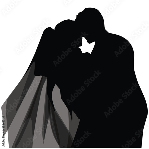 romantic couple silhouette. silhouette of couple at wedding