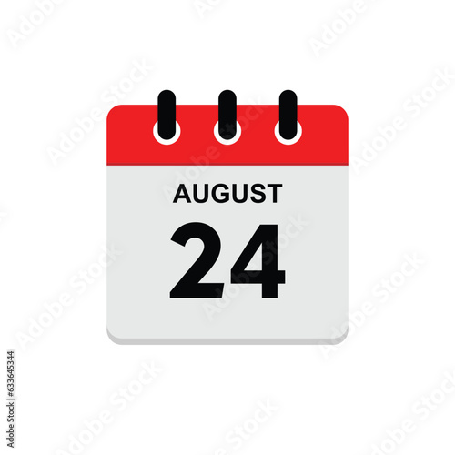 calender icon, 24 august icon with white background