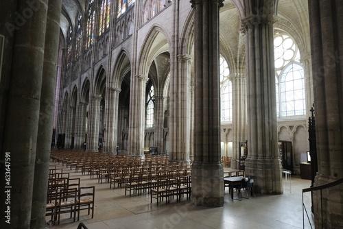 Gothic Basilica of Saint-Denis. Interior details.