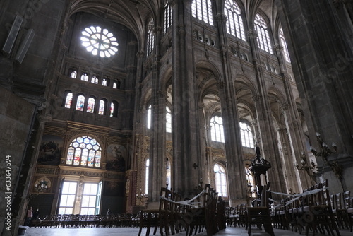 Gothic church of Saint Eustache  Paris. Interior details.