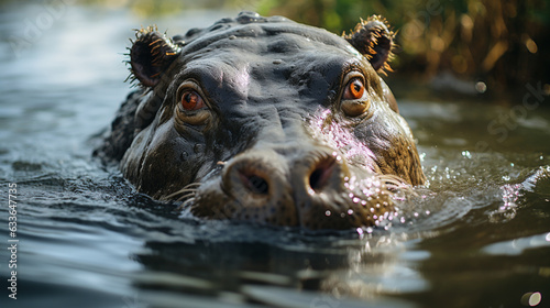 Afrikanisches Flusspferd in natürlicher Umgebung © PhotoArtBC