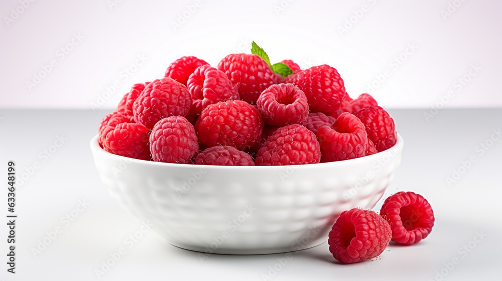 Ripe Red Isolated Raspberries in a Bowl Close Up Ripe Red Isolated Raspberries in a Bowl Close Up