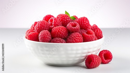 Ripe Red Isolated Raspberries in a Bowl Close Up