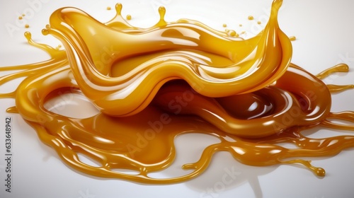 Liquid sweet melted caramel delicious caramel sauce. Generative AI.