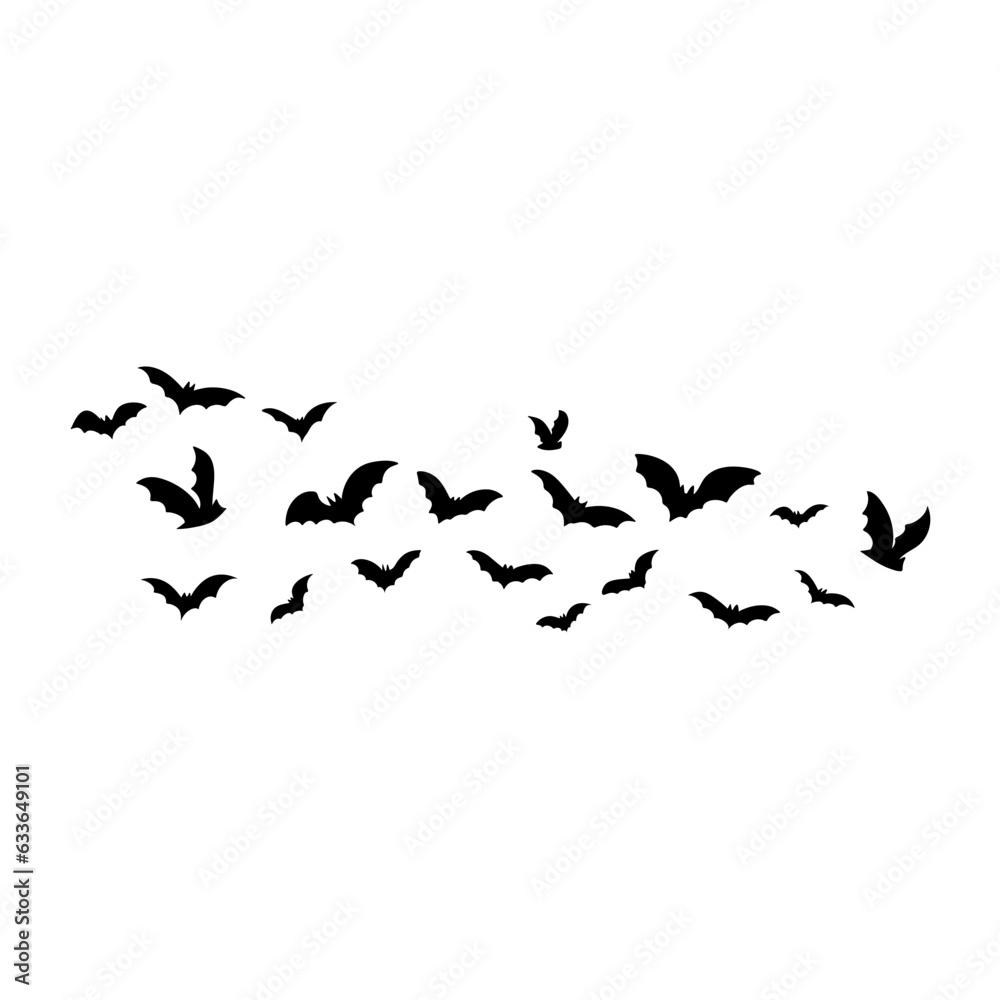 Fototapeta premium Halloween flying bats. Decoration element from scattered silhouettes. 
