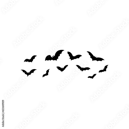 Halloween flying bats. Decoration element from scattered silhouettes. 