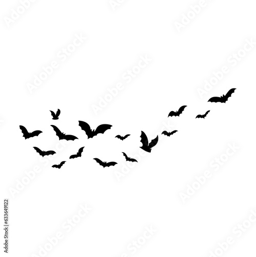 Halloween flying bats. Decoration element from scattered silhouettes. 